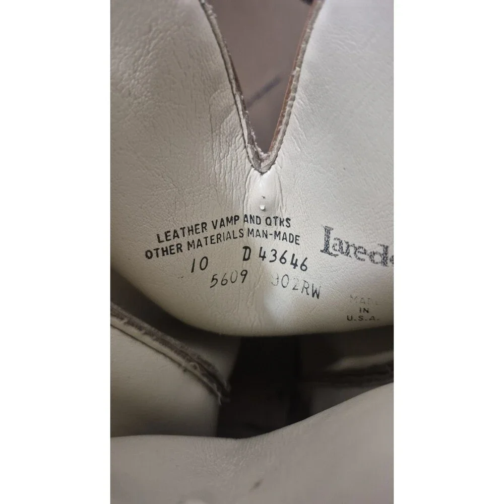 Vintage Laredo Men's Cowboy Boots  Size 10D Western Almond Nose USA 5609 Tan